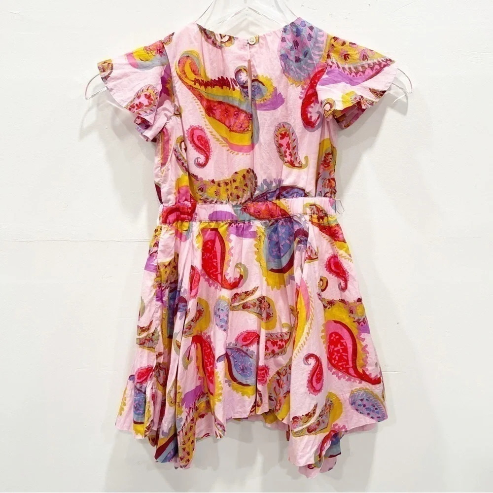 Crewcuts Girls Handkerchief Dress Paisley Print Flutter Sleeve Size 3 Pink